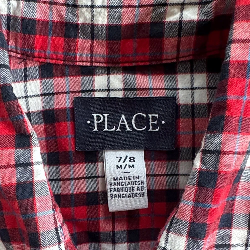 The Children's Place Red and White Checkered Button-Down Shirt